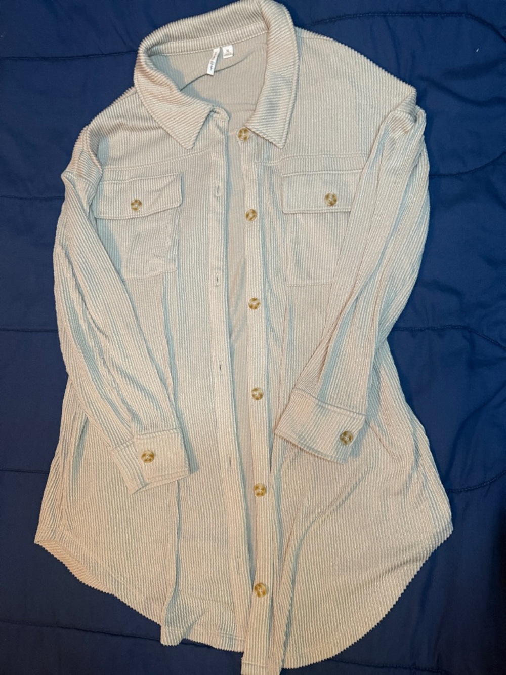 Cato Light Beige Ribbed Shirt Jacket
